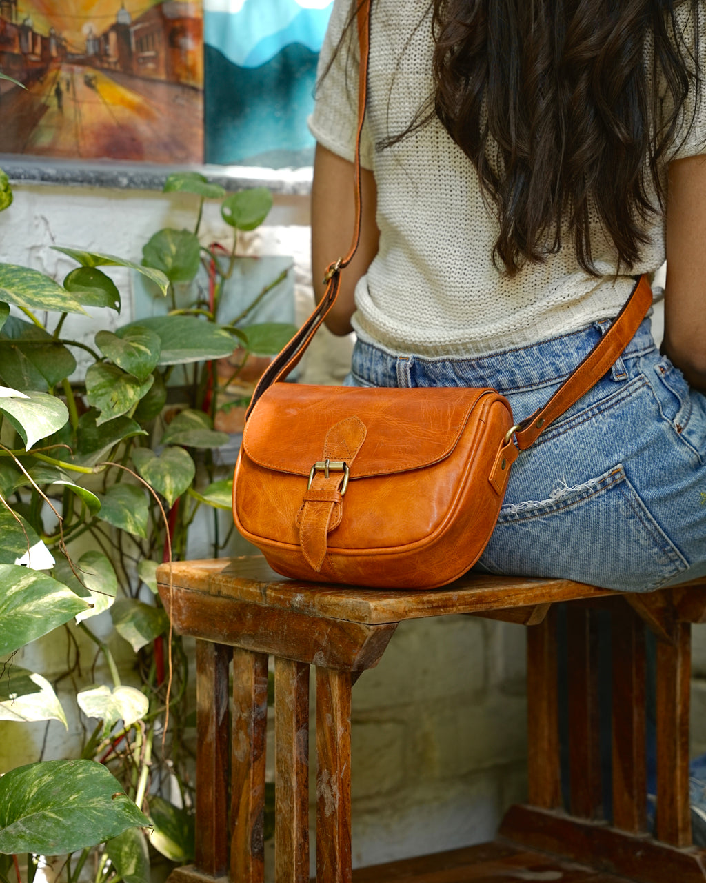 Orange Buffalo Leather Handbag 100% genuine leather crossbody bag