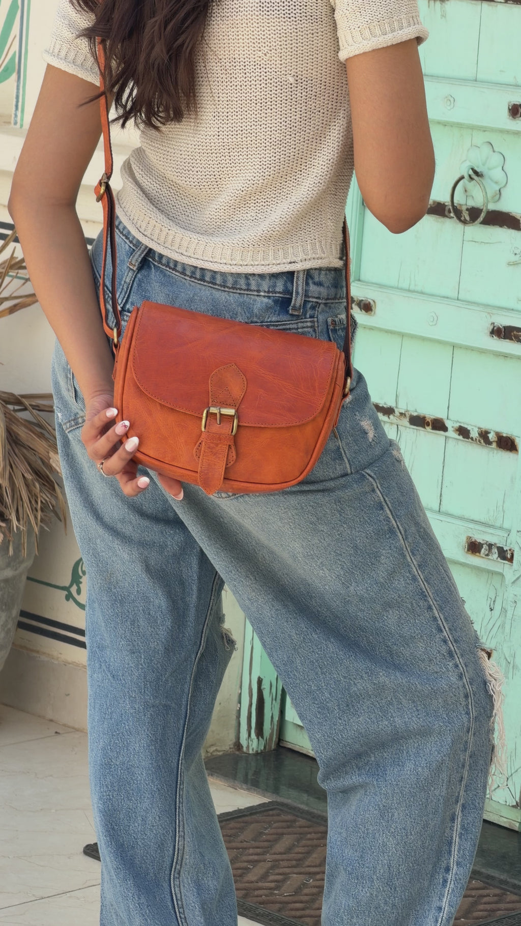 Orange Buffalo Leather Handbag 100% genuine leather crossbody bag