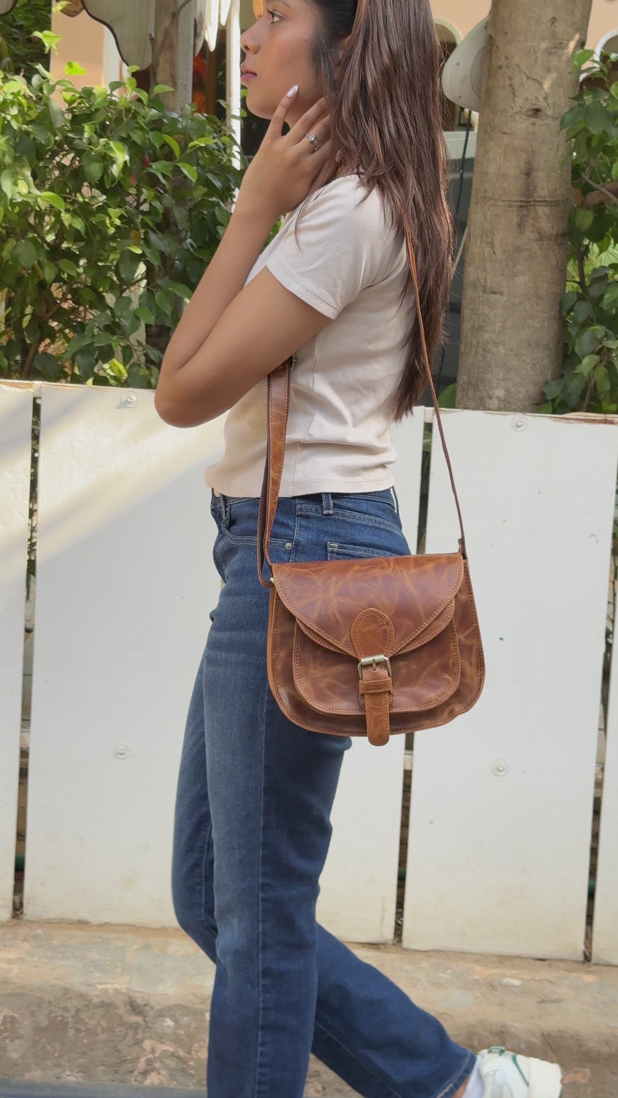 Brown Genuine Buffalo Leather Brown Crossbody Bags With Many Compartments and Uses